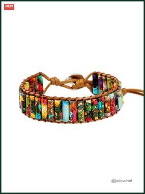 Handmade Natural Stone Crystal Leather Wrap Bracelet Boho
